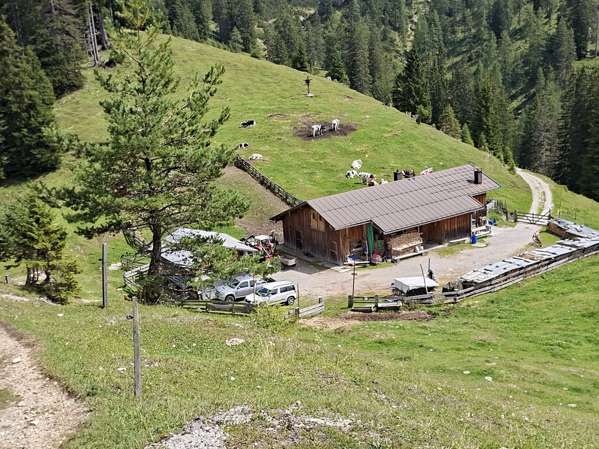 Wanderung im Karwendelgebiet - Oberbrunnalm in Sicht | © DAV/Helga Obermüller
