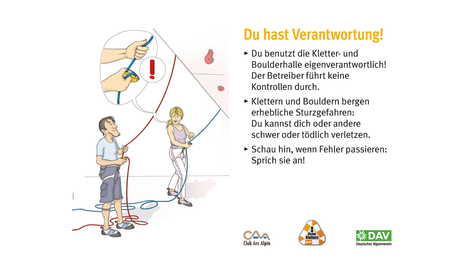 Hallenregeln für Klettern vom DAV. Regel Nummer eins: Du hast Verantwortung | © DAV