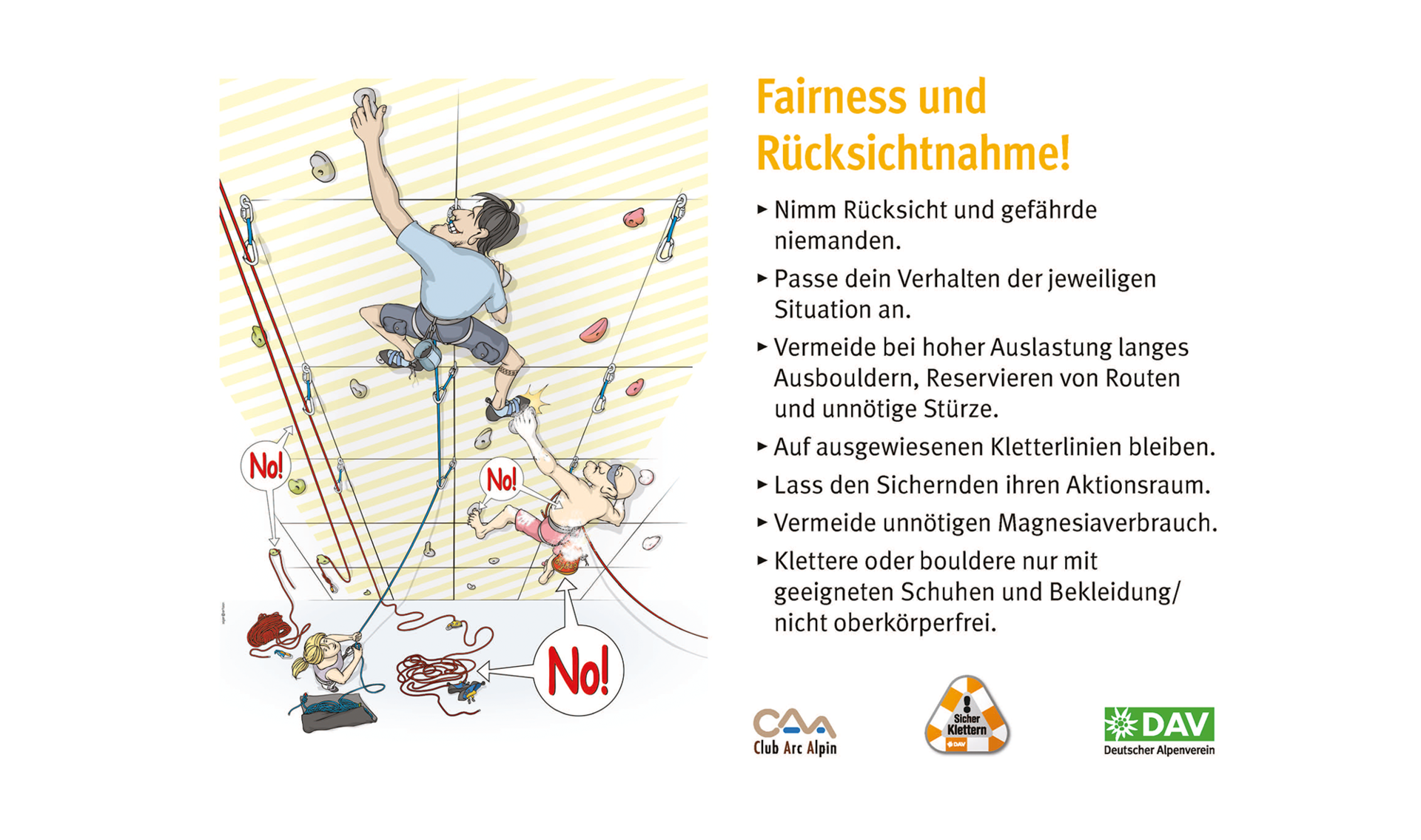 Hallenregeln für Klettern vom DAV. Regel Nummer zwei: Fairness und Rücksichtnahme | © DAV