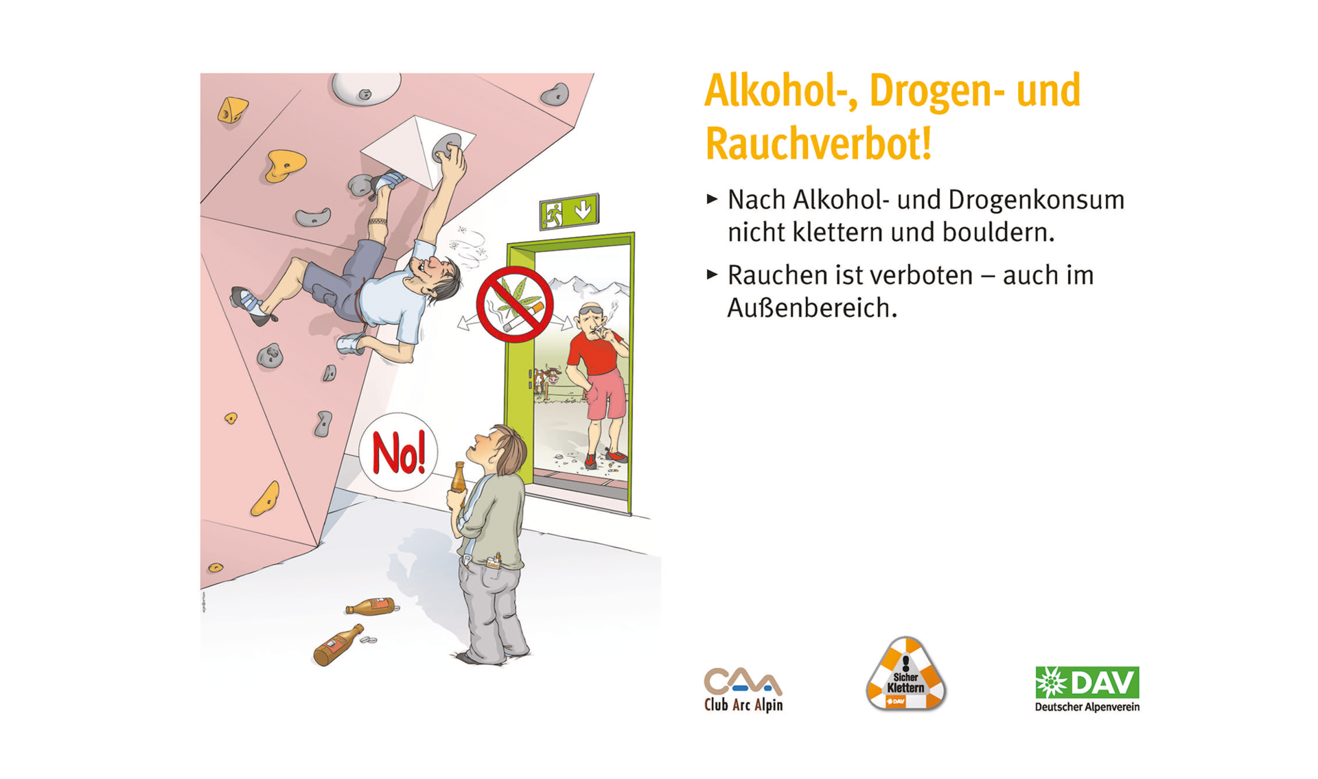 Hallenregeln für Klettern vom DAV. Regel Nummer sechs: Beschädigungen melden | © DAV